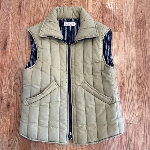 Marti Merritt Vintage 70s Quilted Vest Biege/Blue White Polka Dot Women’s Size M - Picture 2 of 11